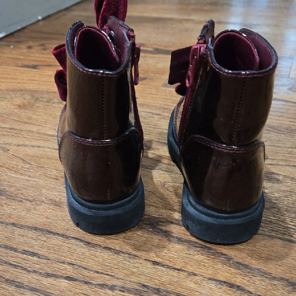 Target Burgundy Glitter Bow Ankle Boots - Picture 8 of 8